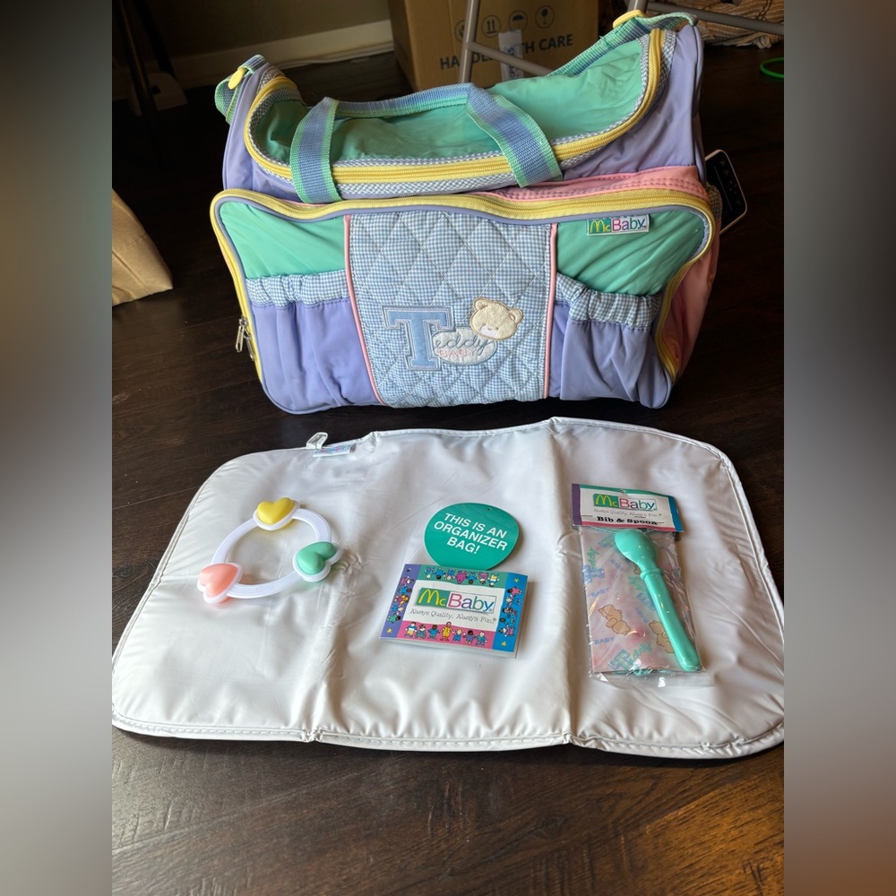 RARE vintage McBaby diaper bag with accessories